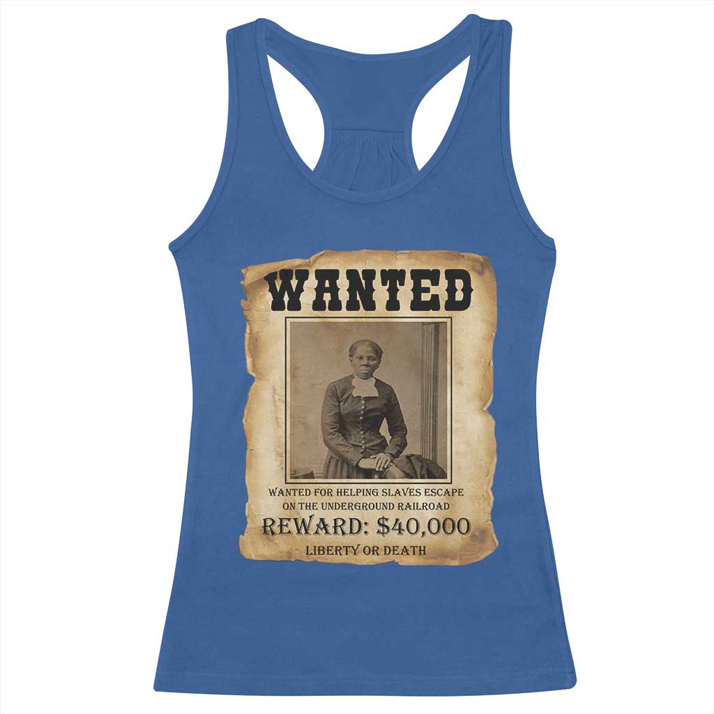 Harriet Tubman Wanted Reward Poster Racerback Tank Top Freedom Or Death - Wonder Print Shop