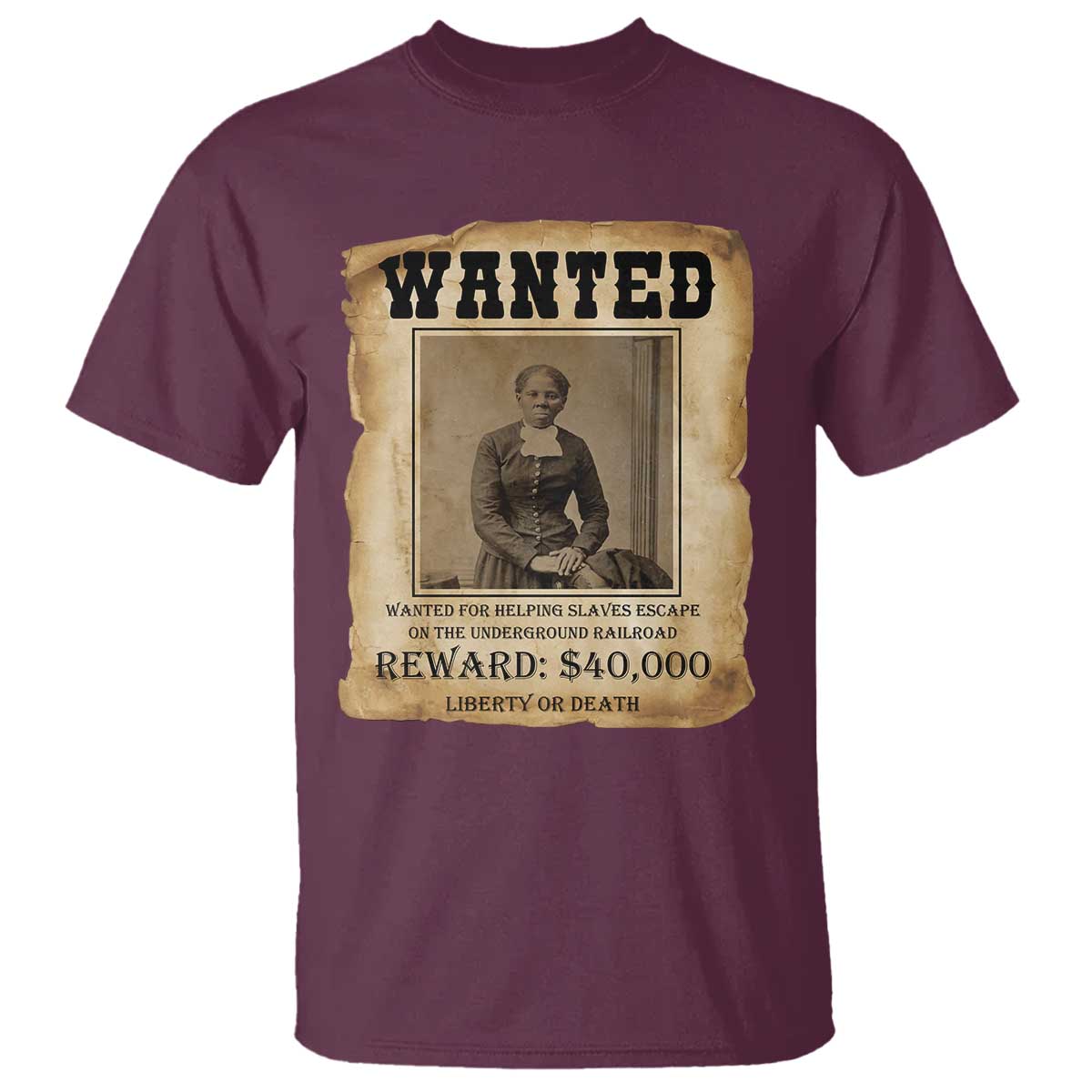 Harriet Tubman Wanted Reward Poster T Shirt Freedom Or Death - Wonder Print Shop
