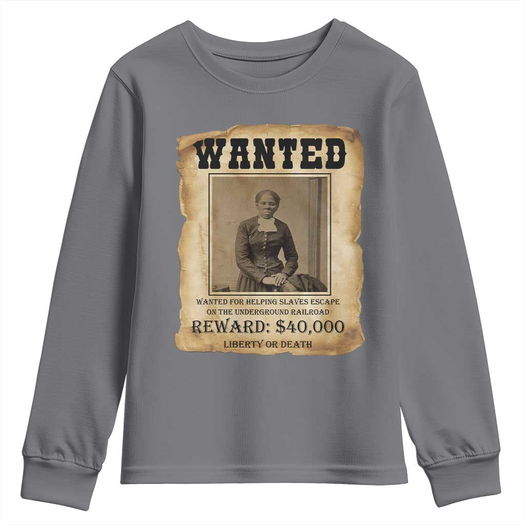 Harriet Tubman Wanted Reward Poster Youth Sweatshirt Freedom Or Death - Wonder Print Shop