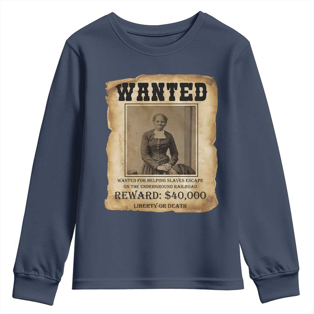 Harriet Tubman Wanted Reward Poster Youth Sweatshirt Freedom Or Death - Wonder Print Shop