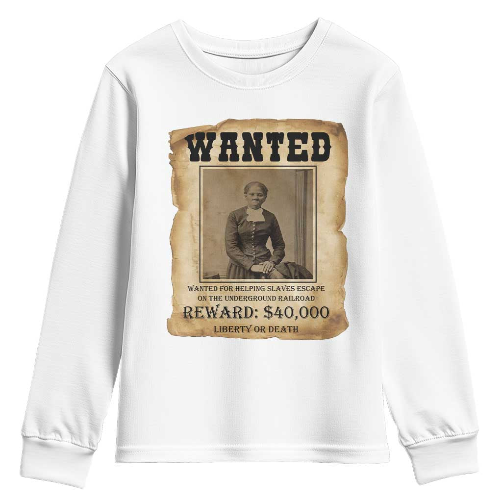 Harriet Tubman Wanted Reward Poster Youth Sweatshirt Freedom Or Death - Wonder Print Shop