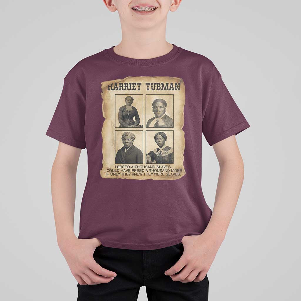 Vintage Harriet Tubman Poster T Shirt For Kid I Freed A Thousand People - Wonder Print Shop
