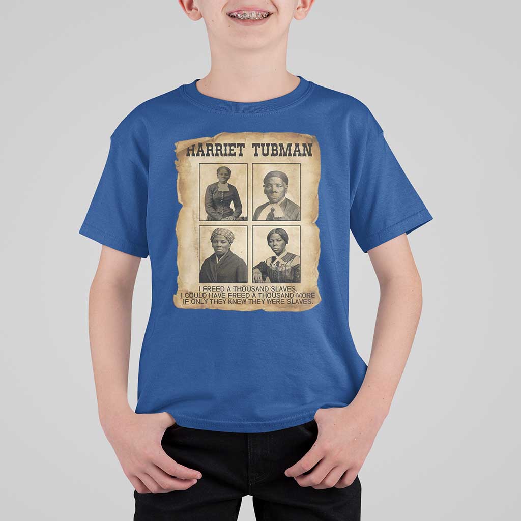 Vintage Harriet Tubman Poster T Shirt For Kid I Freed A Thousand People - Wonder Print Shop