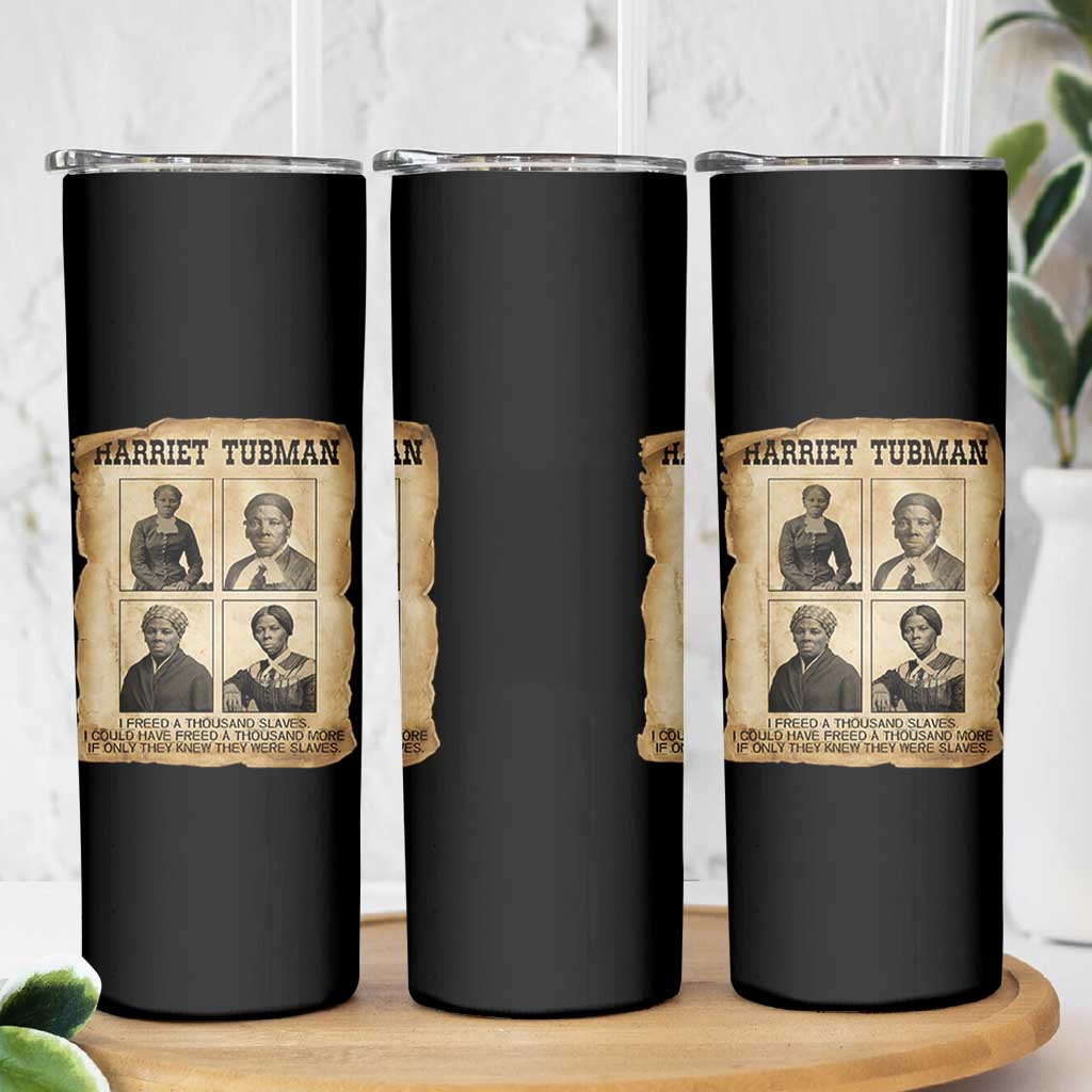 Vintage Harriet Tubman Poster Skinny Tumbler I Freed A Thousand People - Wonder Print Shop