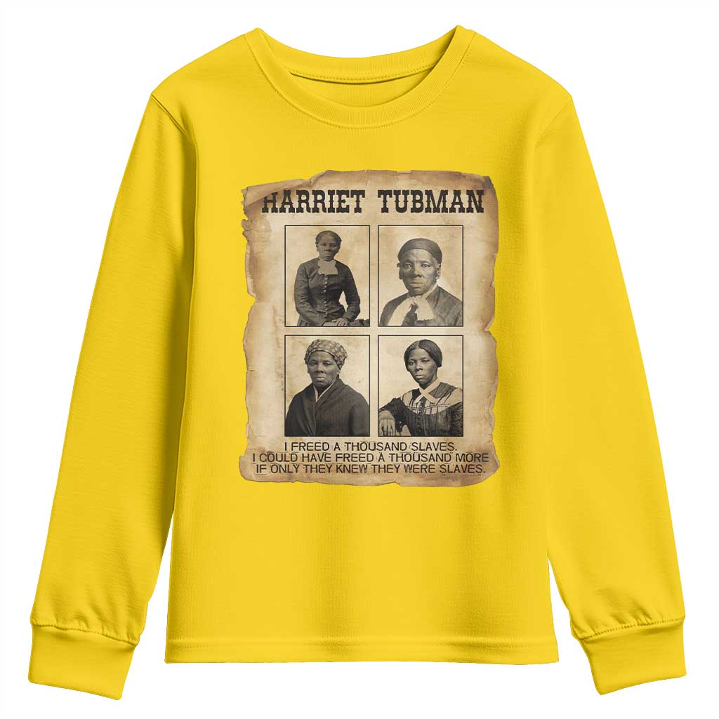 Vintage Harriet Tubman Poster Youth Sweatshirt I Freed A Thousand People - Wonder Print Shop