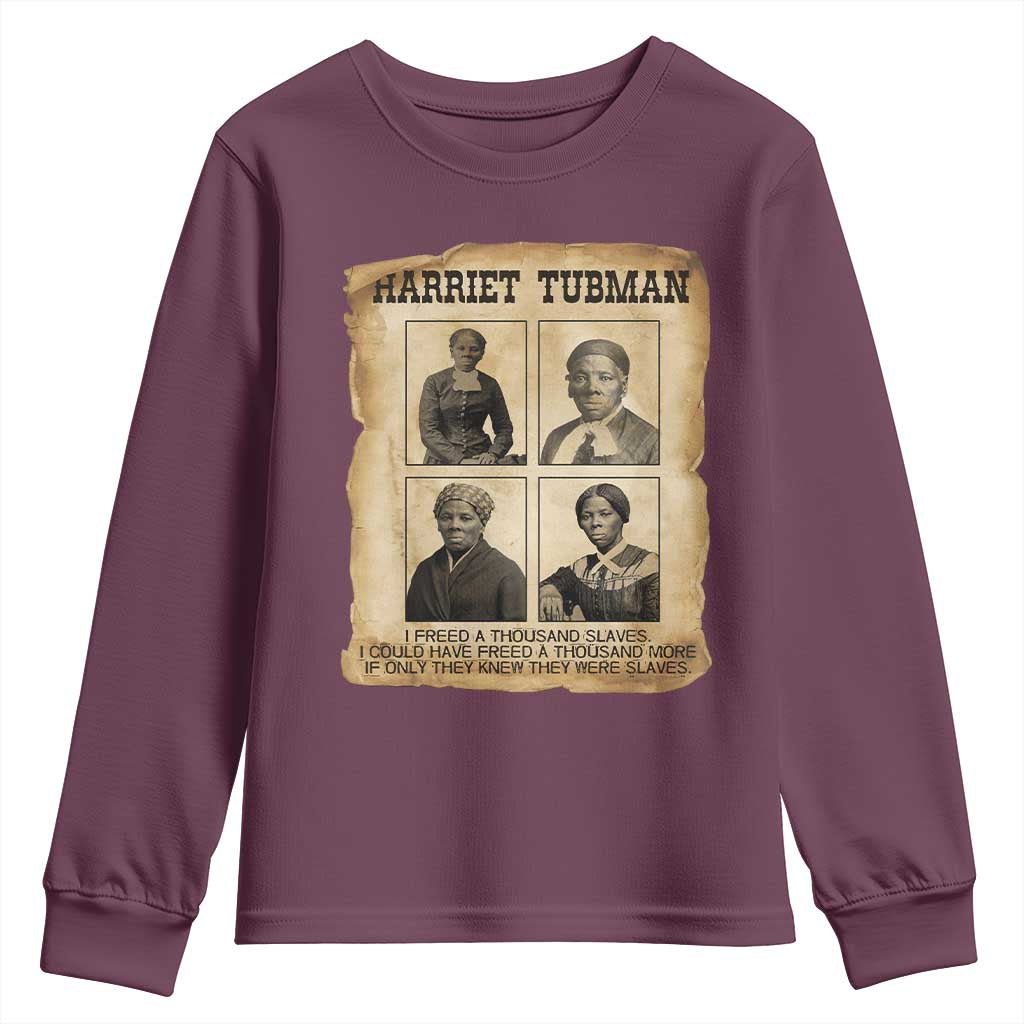 Vintage Harriet Tubman Poster Youth Sweatshirt I Freed A Thousand People - Wonder Print Shop