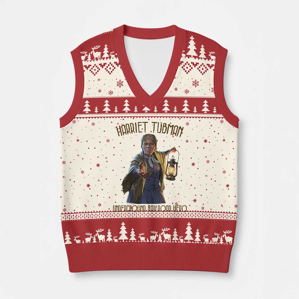 Harriet Tubman V-Neck Knit Sweater Vest Underground Railroad Hero Black History Month Gift