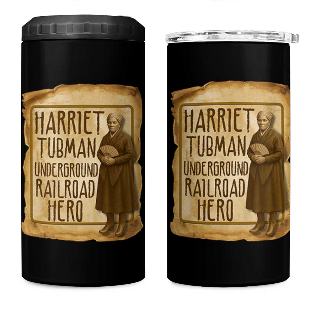 Underground Railroad Hero Harriet Tubman 4 in 1 Can Cooler Tumbler Feminist History Gift