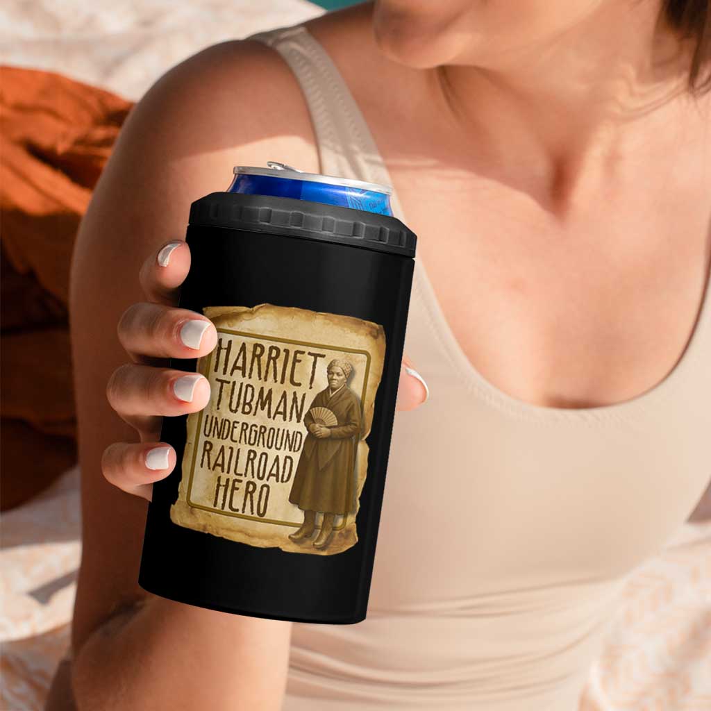 Underground Railroad Hero Harriet Tubman 4 in 1 Can Cooler Tumbler Feminist History Gift