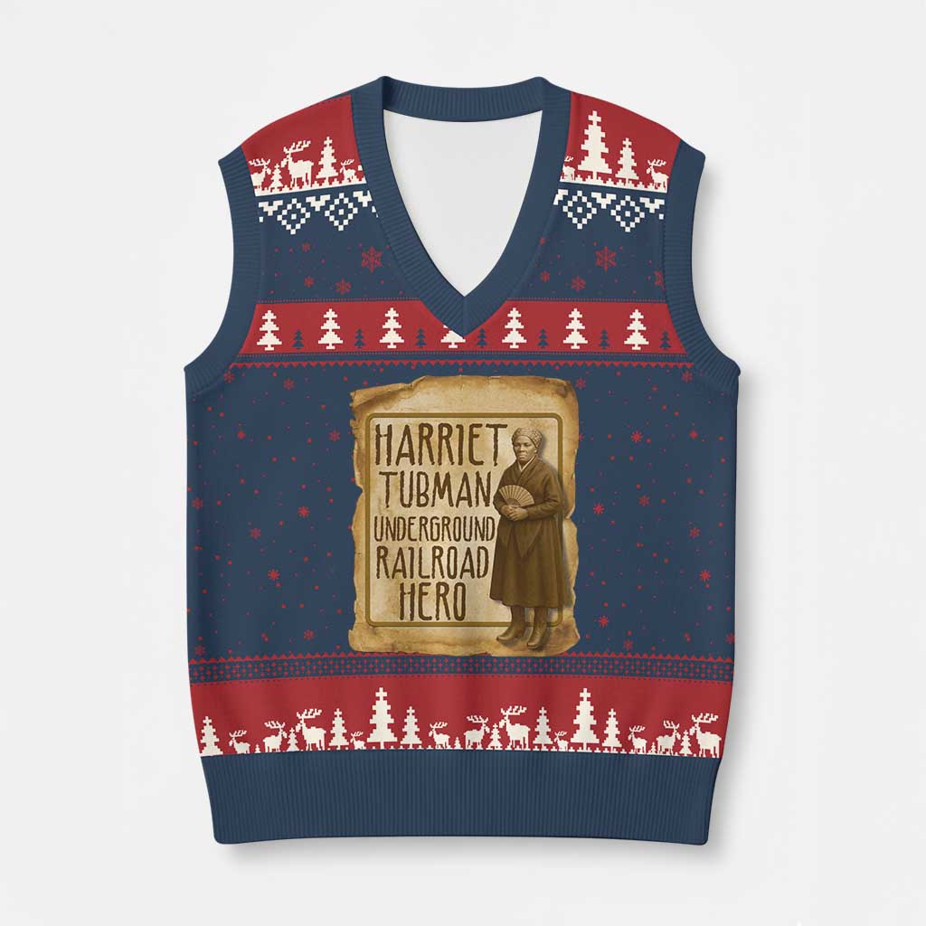 Underground Railroad Hero Harriet Tubman V-Neck Knit Sweater Vest Feminist History Gift