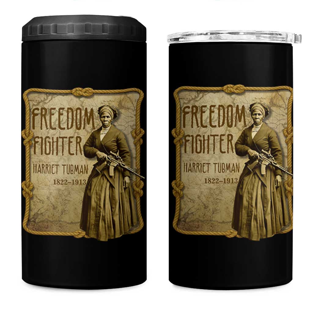 Harriet Tubman Freedom Fighter 4 in 1 Can Cooler Tumbler Feminist History Gift - Wonder Print Shop