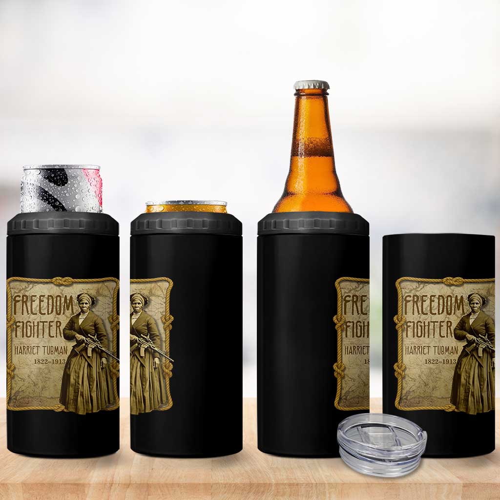 Harriet Tubman Freedom Fighter 4 in 1 Can Cooler Tumbler Feminist History Gift - Wonder Print Shop