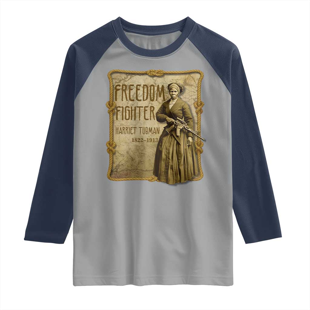 Harriet Tubman Freedom Fighter Raglan Shirt Feminist History Gift - Wonder Print Shop