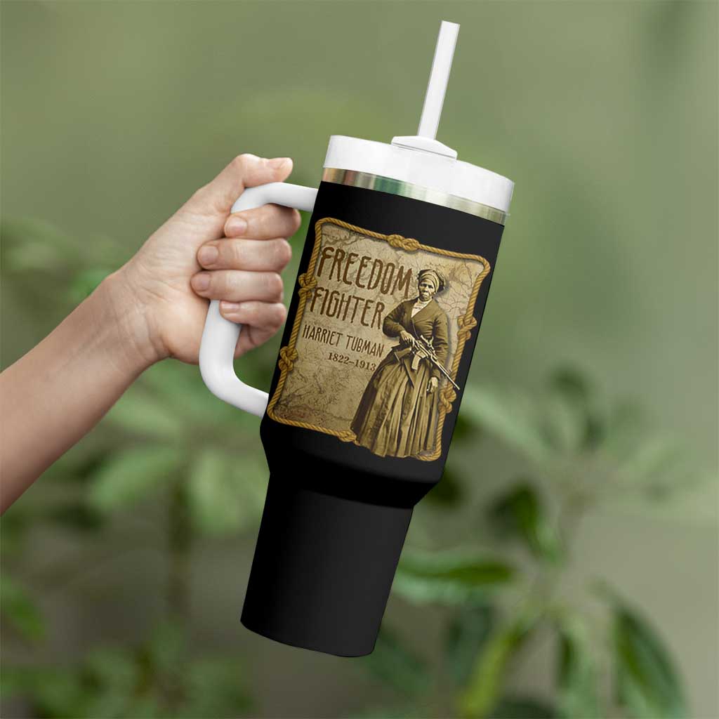 Harriet Tubman Freedom Fighter Tumbler With Handle Feminist History Gift - Wonder Print Shop