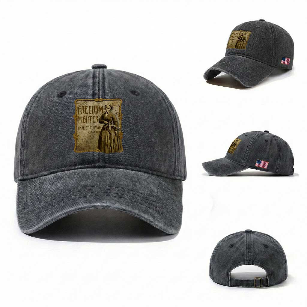 Harriet Tubman Freedom Fighter Washed Cotton Baseball Cap Feminist History Gift