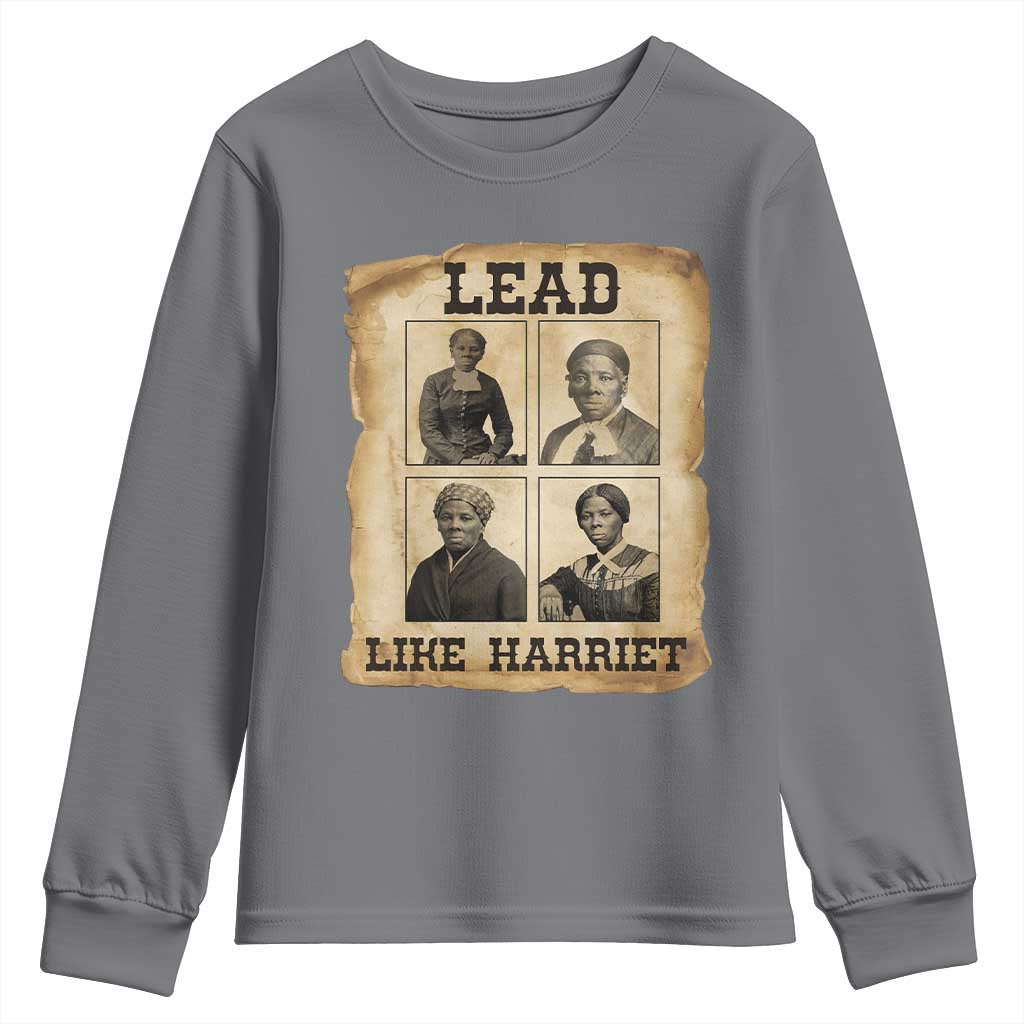 Vintage Harriet Tubman Poster Youth Sweatshirt Lead Like Harriet - Wonder Print Shop