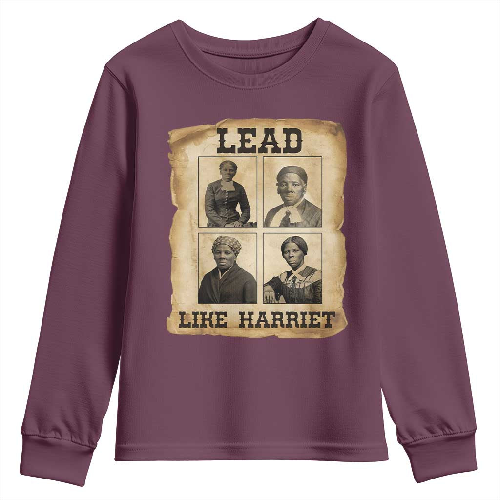Vintage Harriet Tubman Poster Youth Sweatshirt Lead Like Harriet - Wonder Print Shop