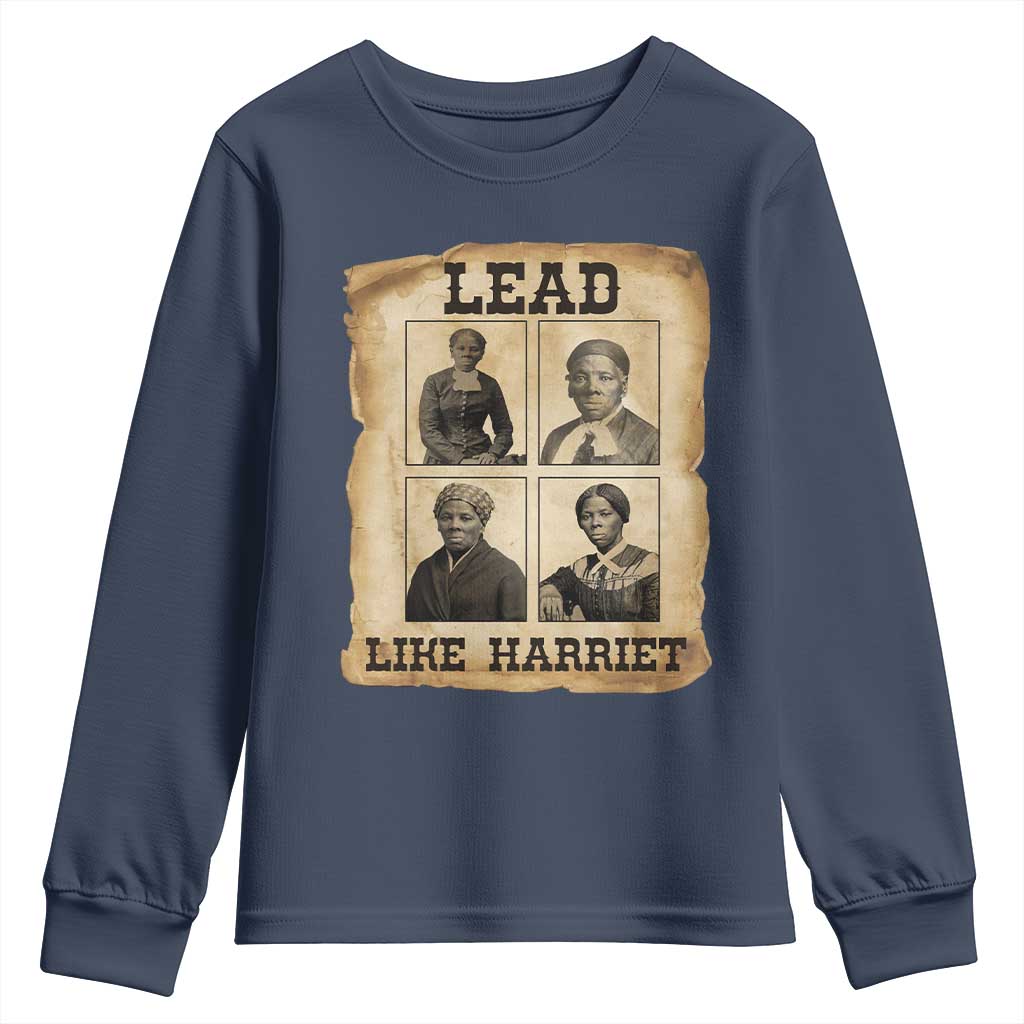 Vintage Harriet Tubman Poster Youth Sweatshirt Lead Like Harriet - Wonder Print Shop