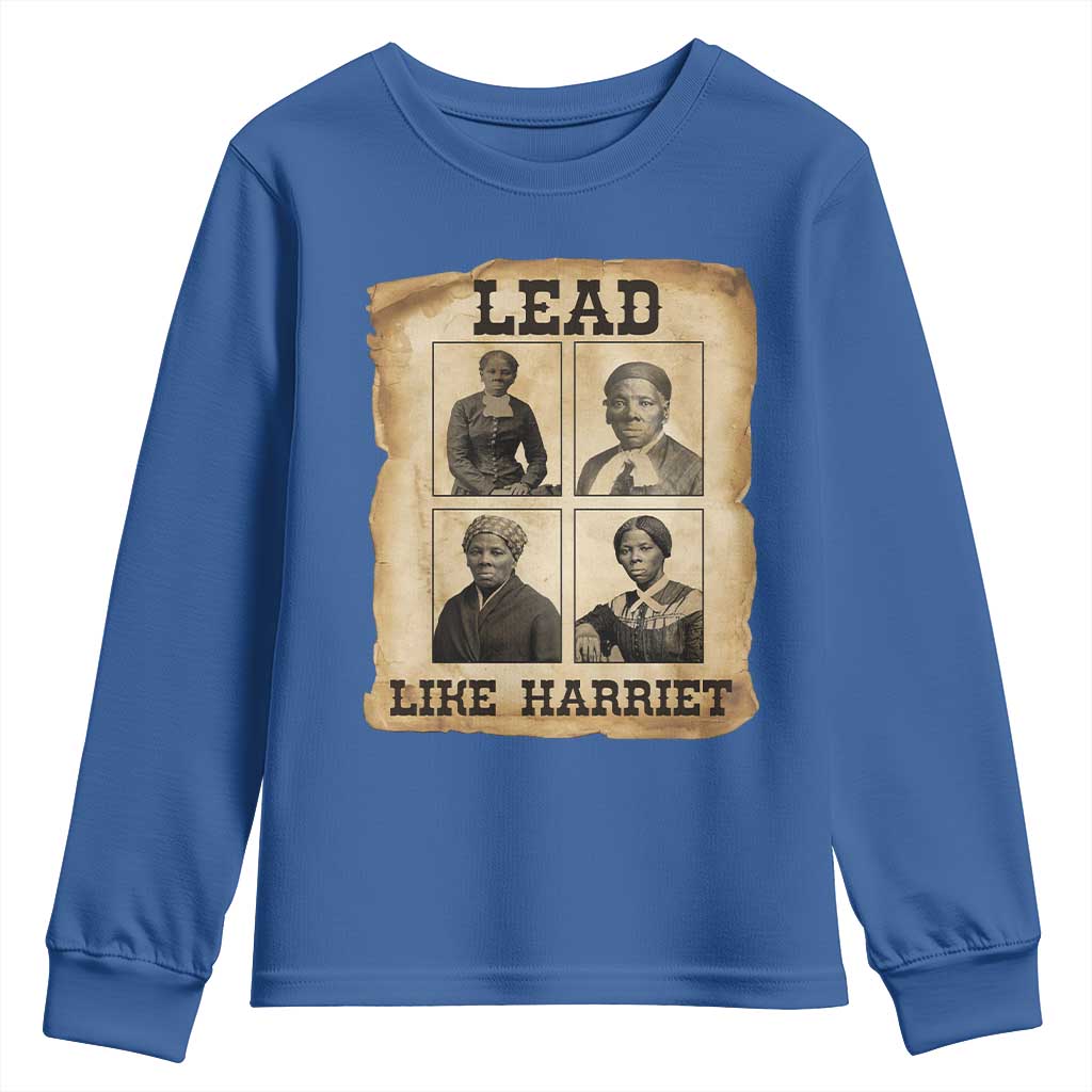 Vintage Harriet Tubman Poster Youth Sweatshirt Lead Like Harriet - Wonder Print Shop