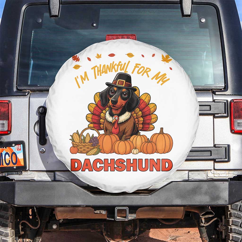 Thanksgiving Dog Spare Tire Cover I Am Thankful For My Dachshund - Wonder Print Shop