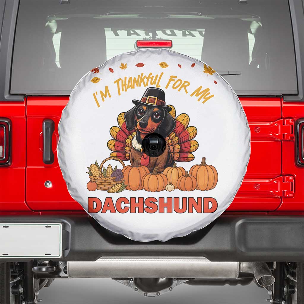 Thanksgiving Dog Spare Tire Cover I Am Thankful For My Dachshund - Wonder Print Shop