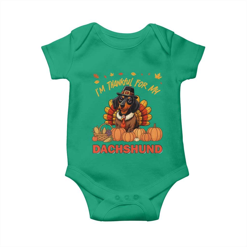 Thanksgiving Dog Baby Onesie I Am Thankful For My Dachshund - Wonder Print Shop