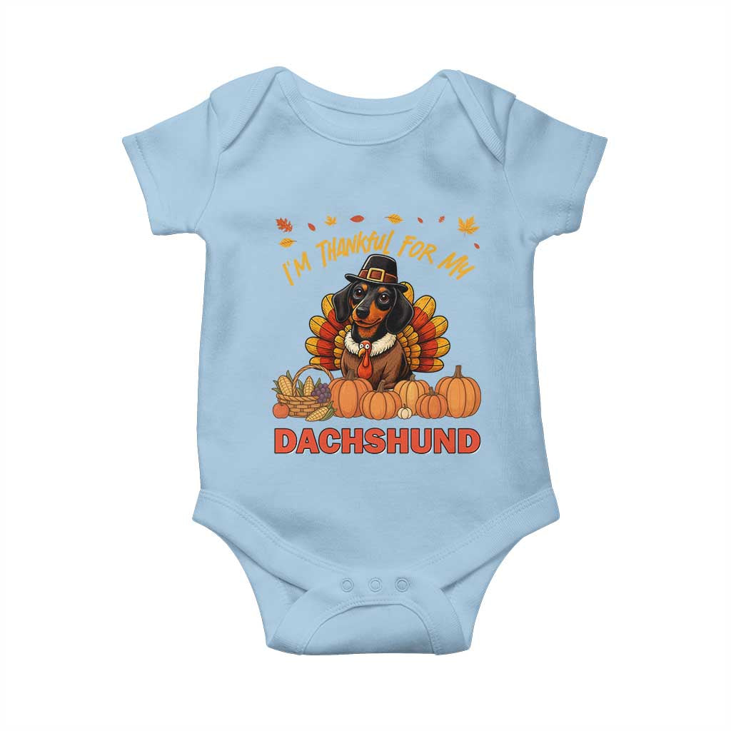 Thanksgiving Dog Baby Onesie I Am Thankful For My Dachshund - Wonder Print Shop