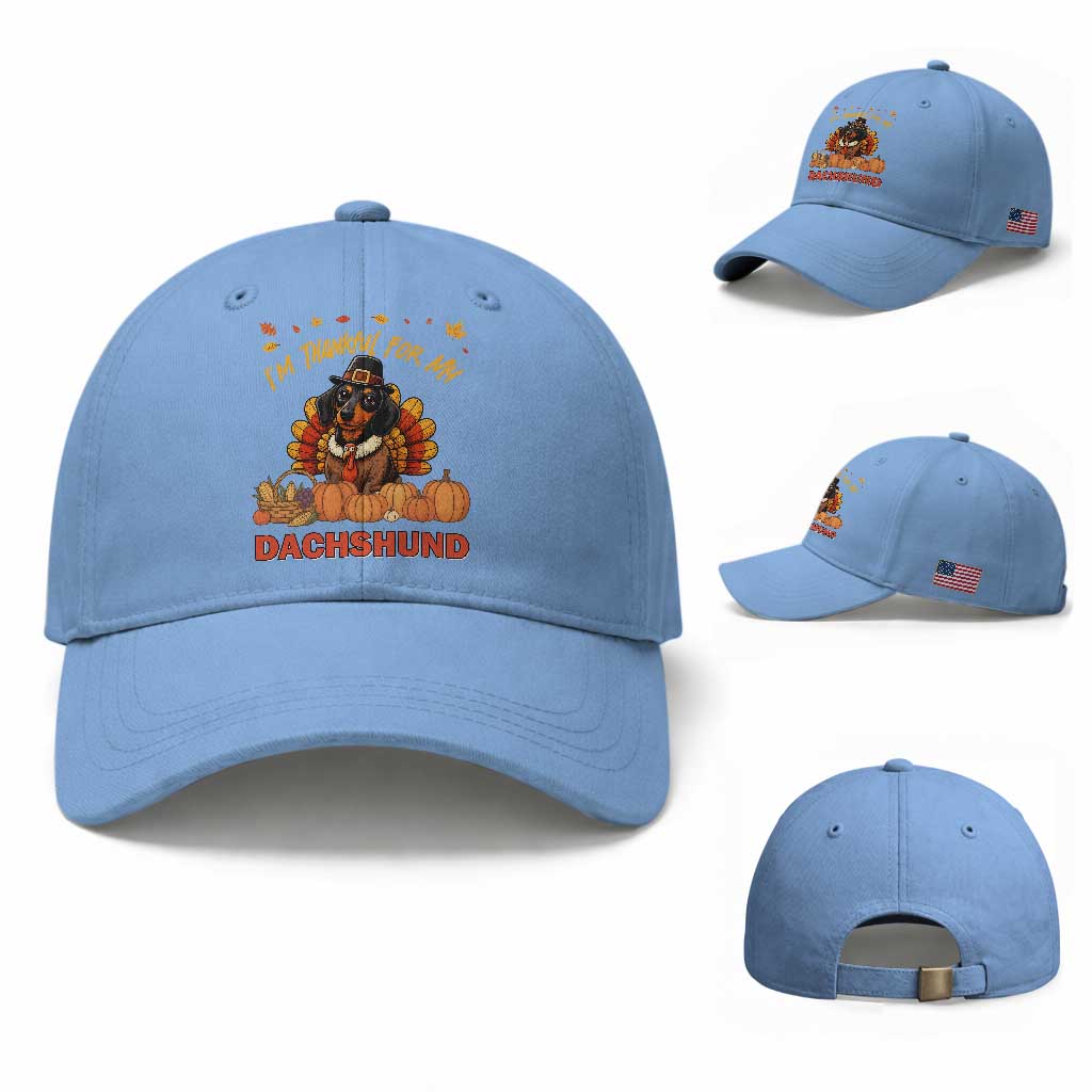 Thanksgiving Dog Baseball Cap I Am Thankful For My Dachshund