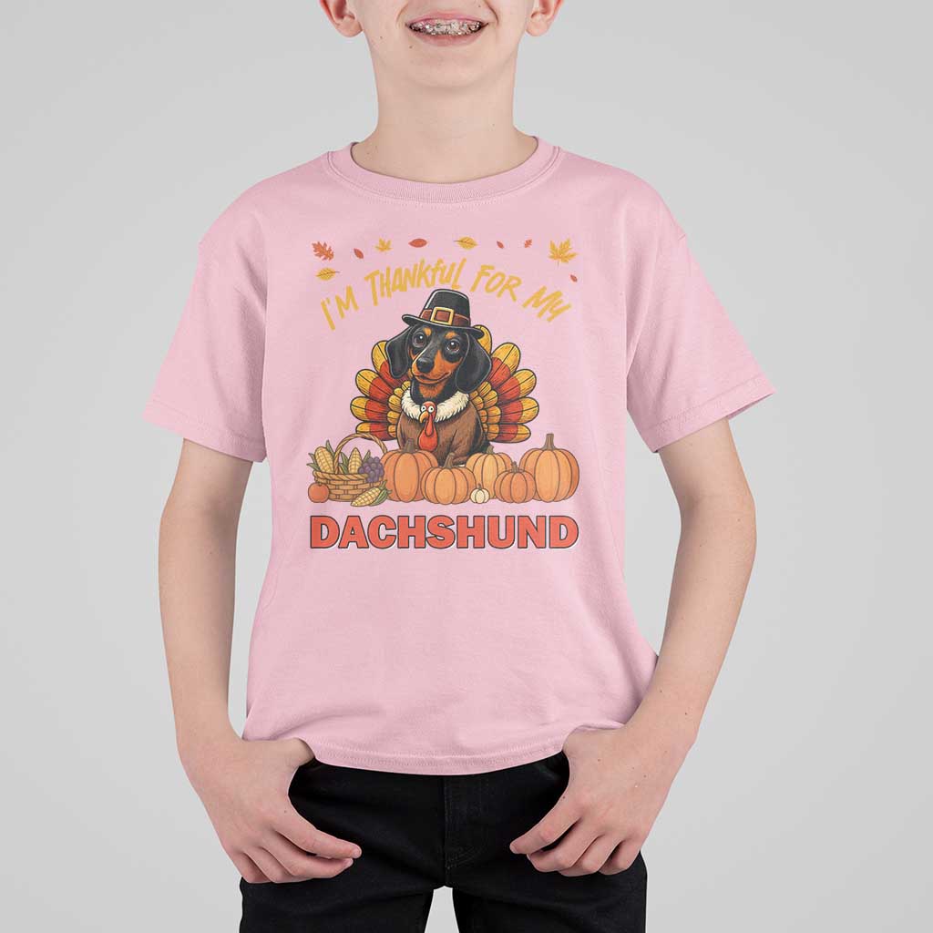 Thanksgiving Dog T Shirt For Kid I Am Thankful For My Dachshund - Wonder Print Shop