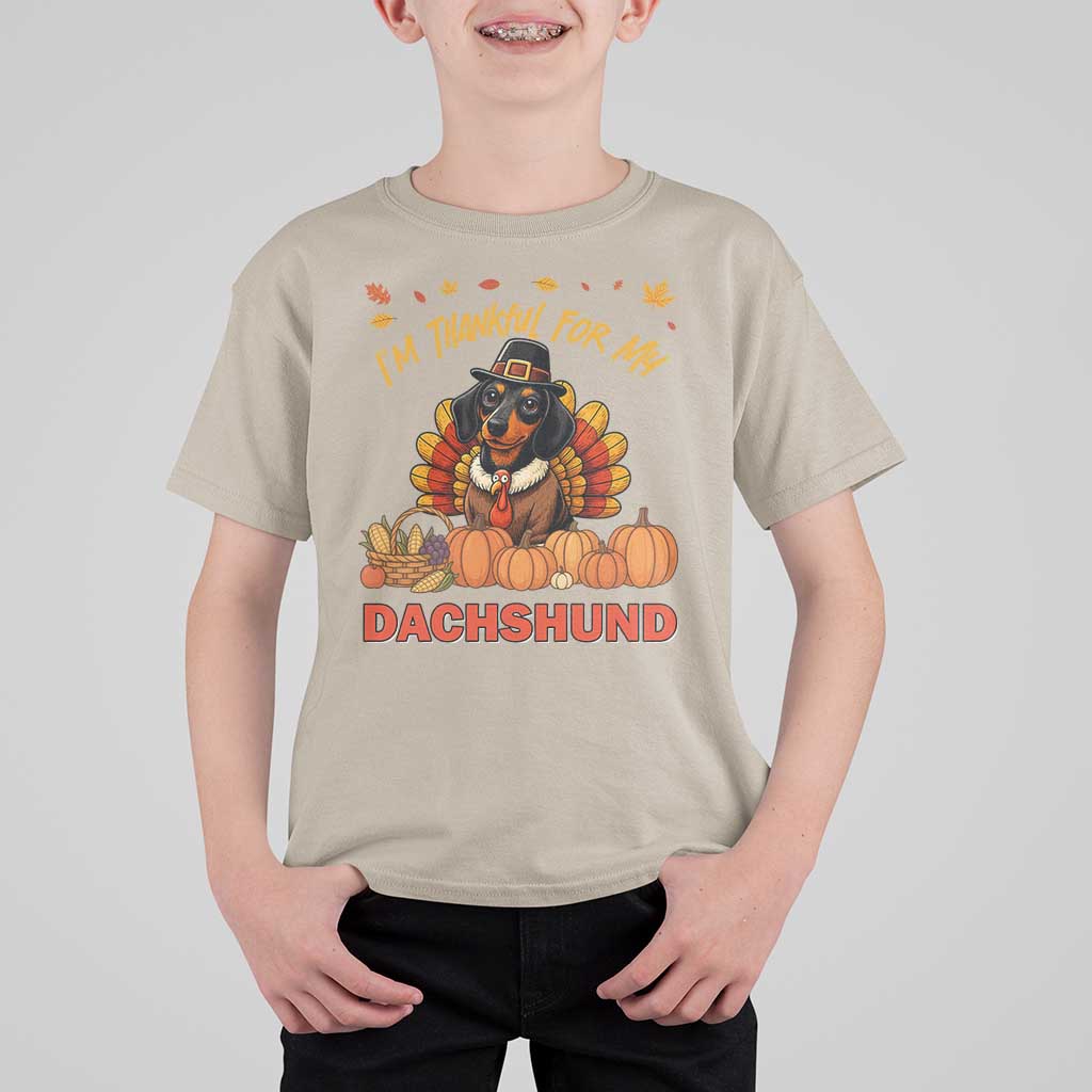 Thanksgiving Dog T Shirt For Kid I Am Thankful For My Dachshund - Wonder Print Shop