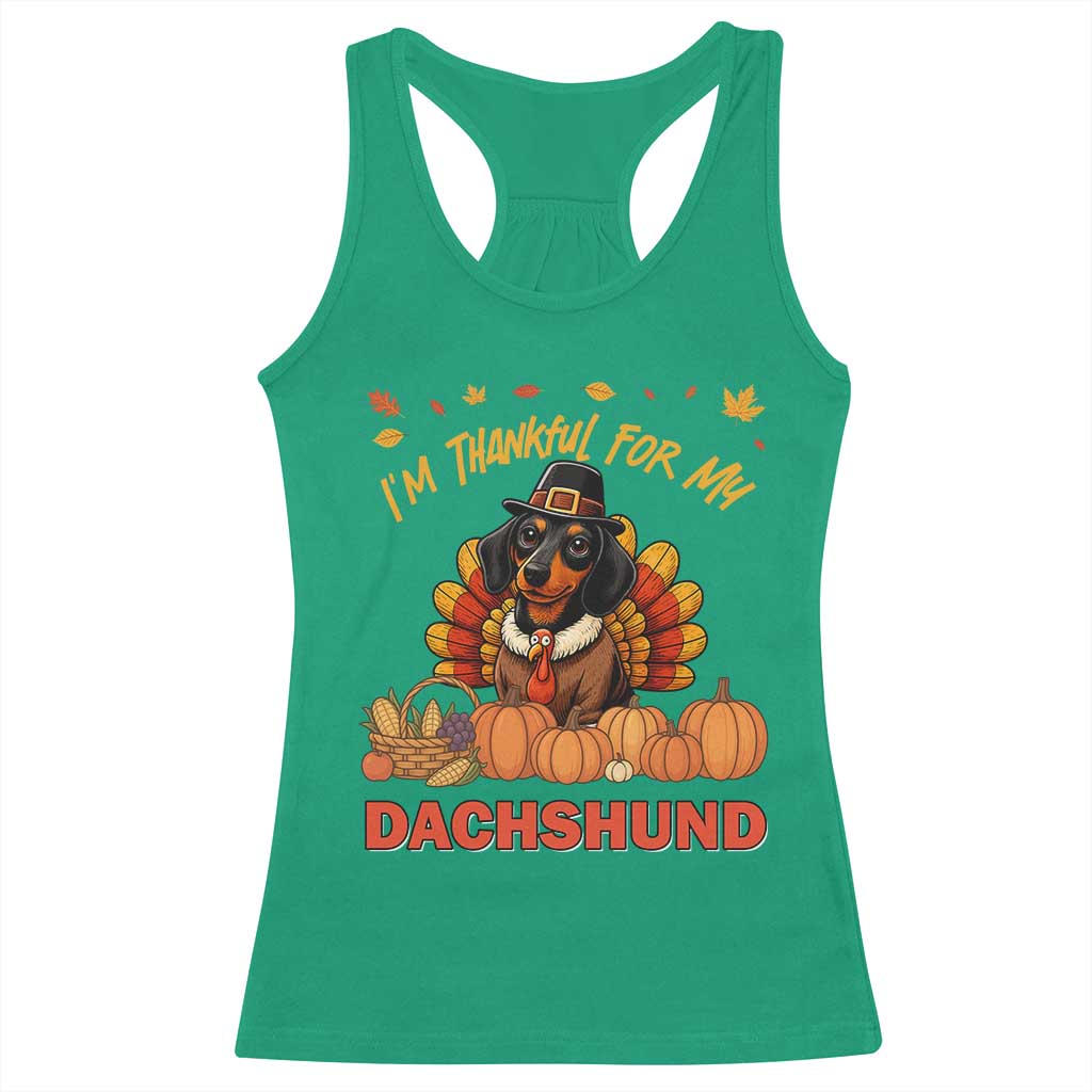 Thanksgiving Dog Racerback Tank Top I Am Thankful For My Dachshund - Wonder Print Shop