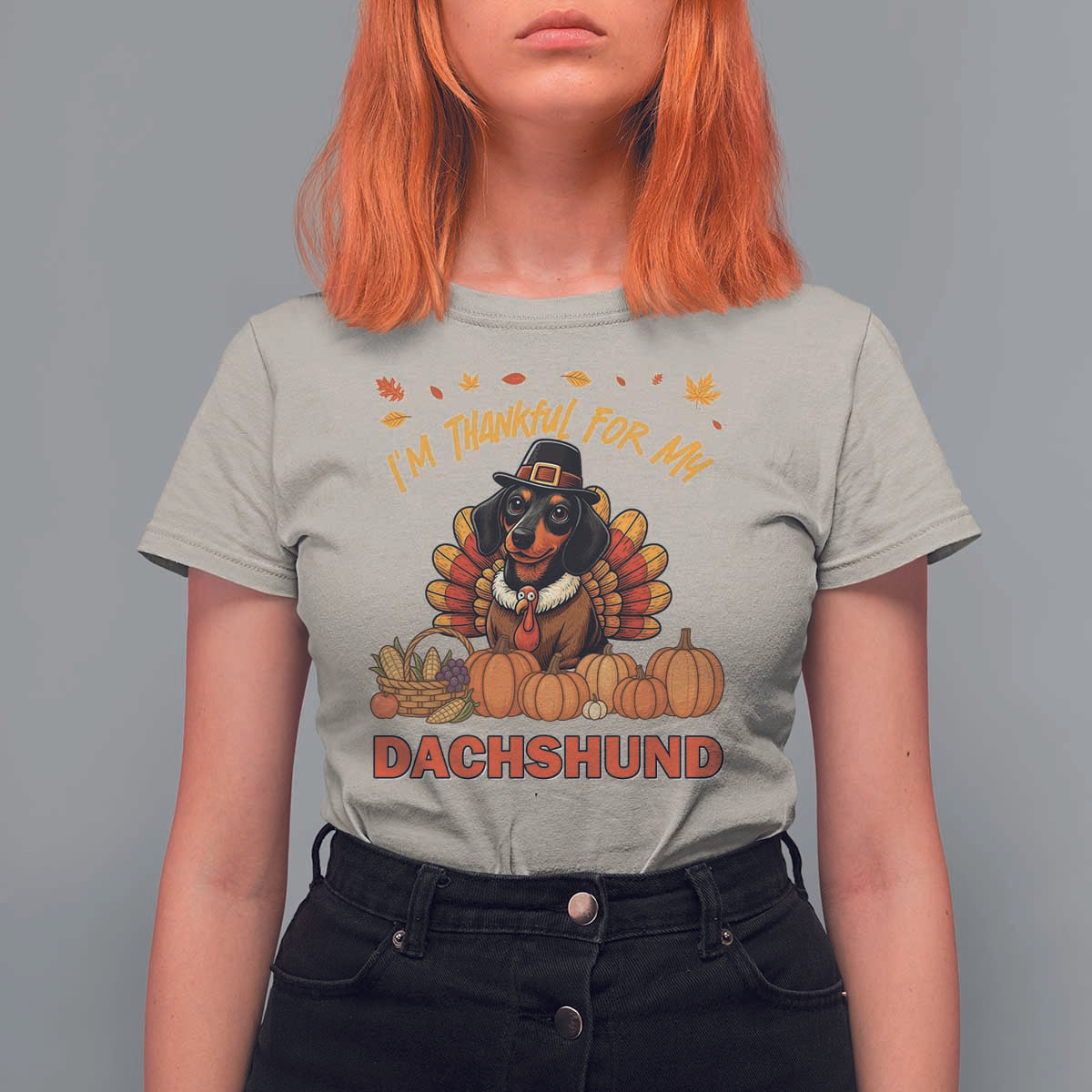 Thanksgiving Dog T Shirt For Women I Am Thankful For My Dachshund - Wonder Print Shop