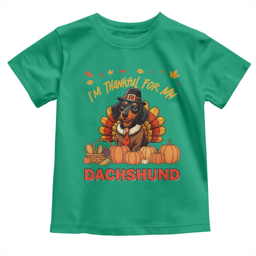 Thanksgiving Dog Toddler T Shirt I Am Thankful For My Dachshund - Wonder Print Shop