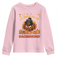 Thanksgiving Dog Youth Sweatshirt I Am Thankful For My Dachshund - Wonder Print Shop