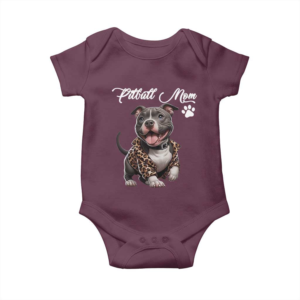 Pitbull Mom Baby Onesie Cute Pitbull Puppy Dog Lovers - Wonder Print Shop