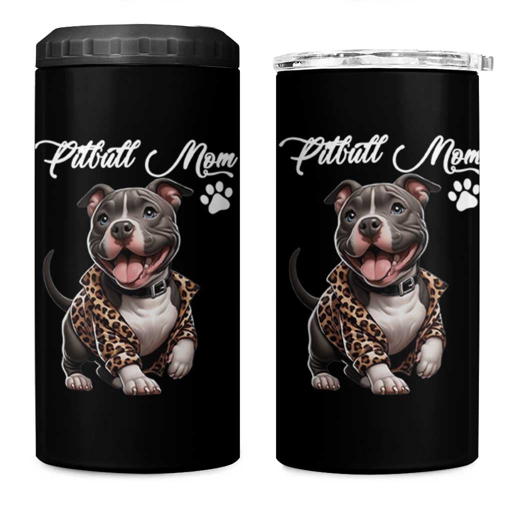Pitbull Mom 4 in 1 Can Cooler Tumbler Cute Pitbull Puppy Dog Lovers
