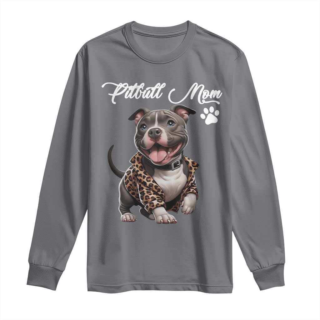Pitbull Mom Long Sleeve Shirt Cute Pitbull Puppy Dog Lovers - Wonder Print Shop