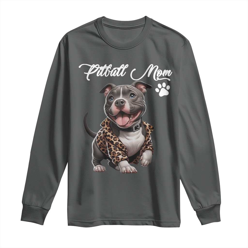 Pitbull Mom Long Sleeve Shirt Cute Pitbull Puppy Dog Lovers - Wonder Print Shop