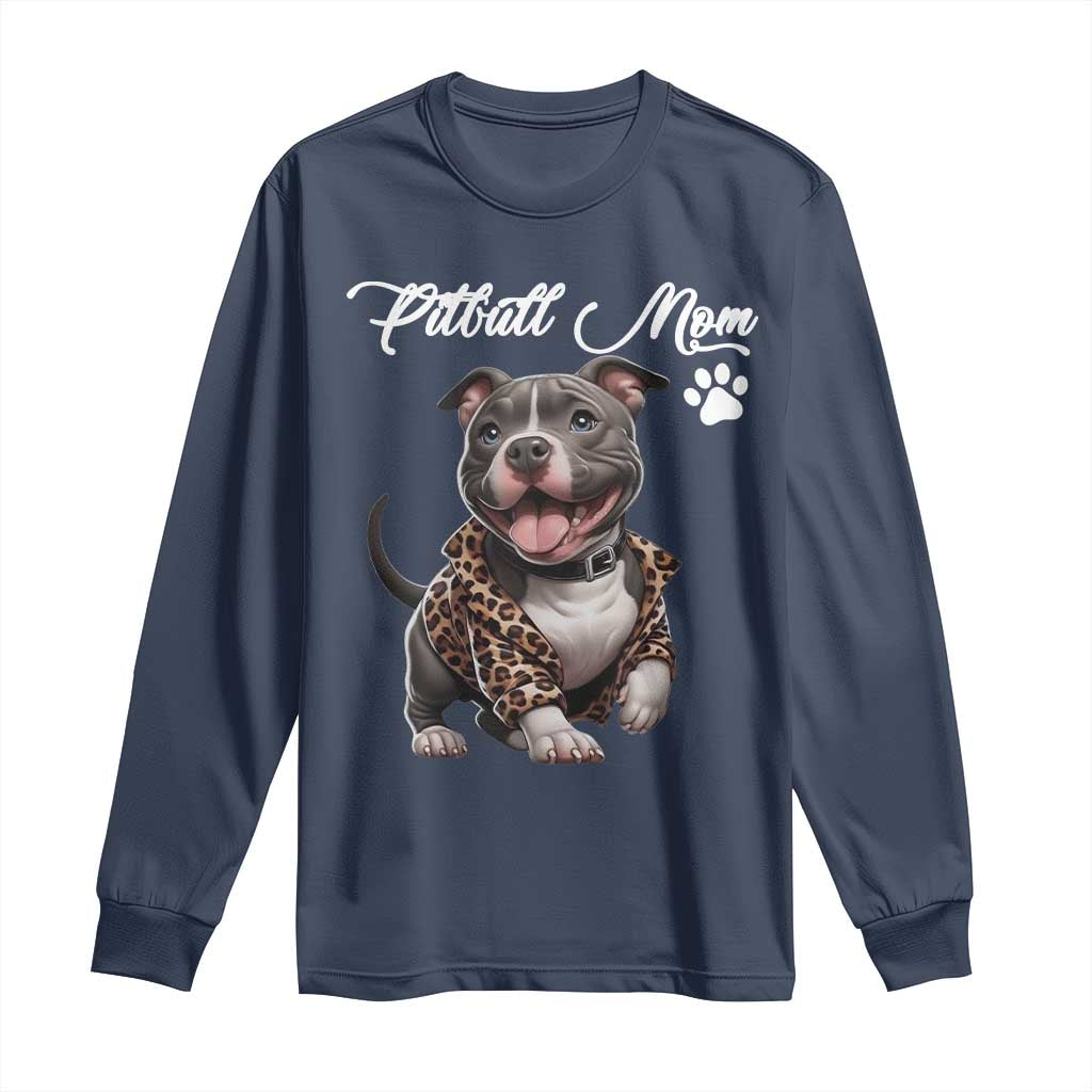 Pitbull Mom Long Sleeve Shirt Cute Pitbull Puppy Dog Lovers - Wonder Print Shop