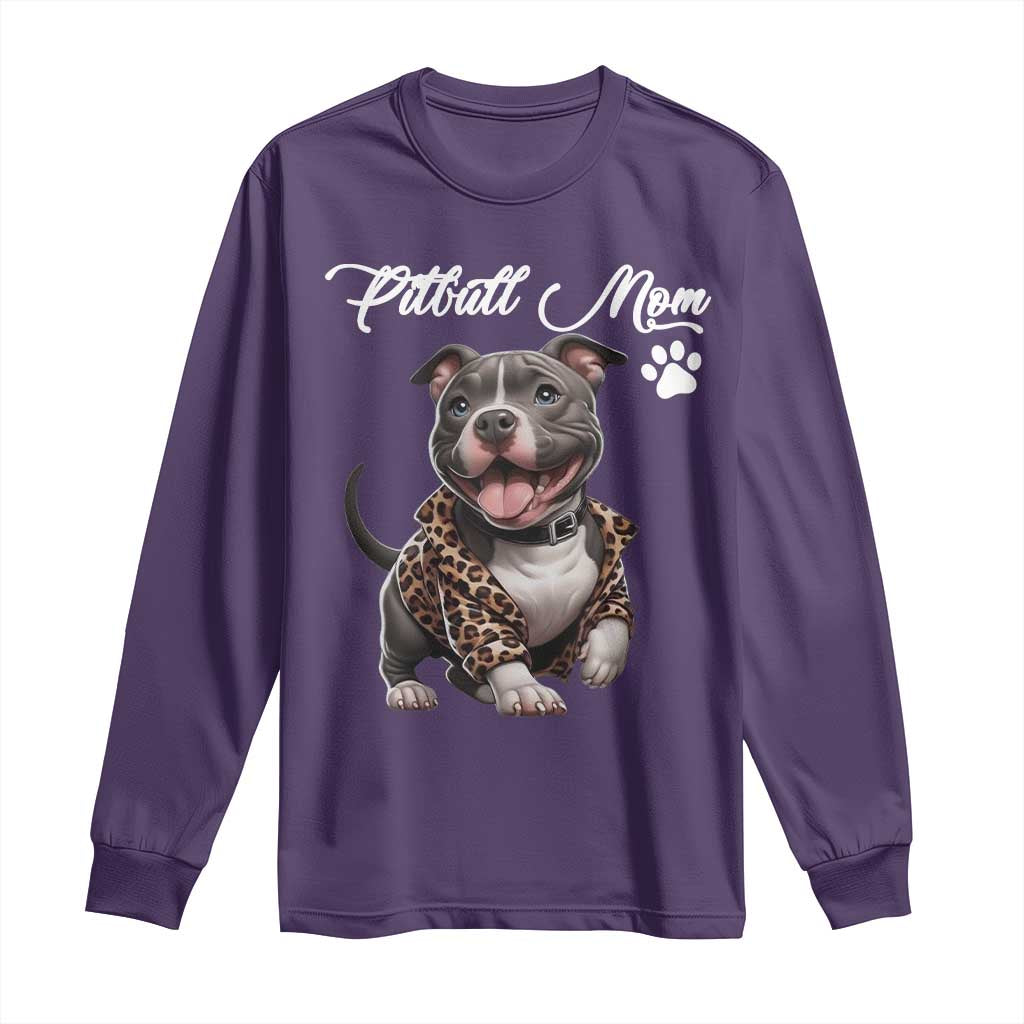 Pitbull Mom Long Sleeve Shirt Cute Pitbull Puppy Dog Lovers - Wonder Print Shop