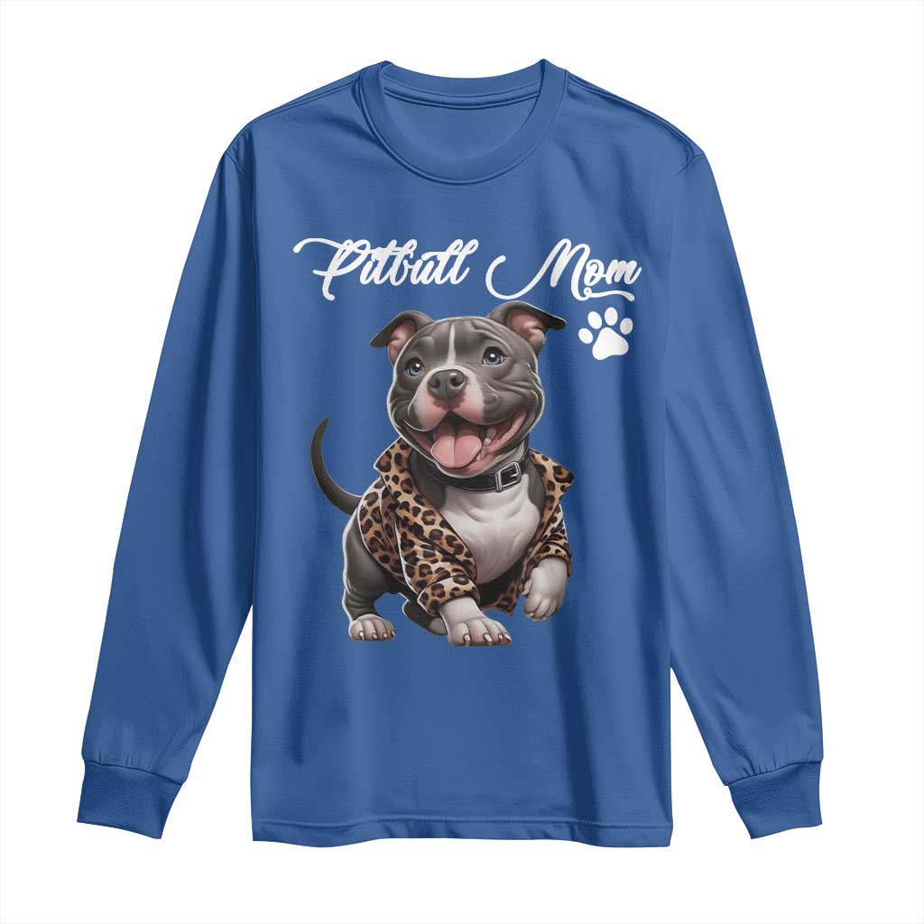 Pitbull Mom Long Sleeve Shirt Cute Pitbull Puppy Dog Lovers - Wonder Print Shop