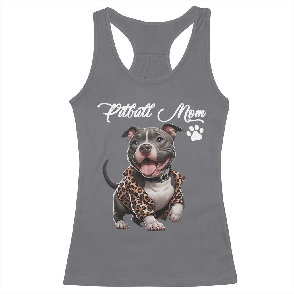 Pitbull Mom Racerback Tank Top Cute Pitbull Puppy Dog Lovers - Wonder Print Shop