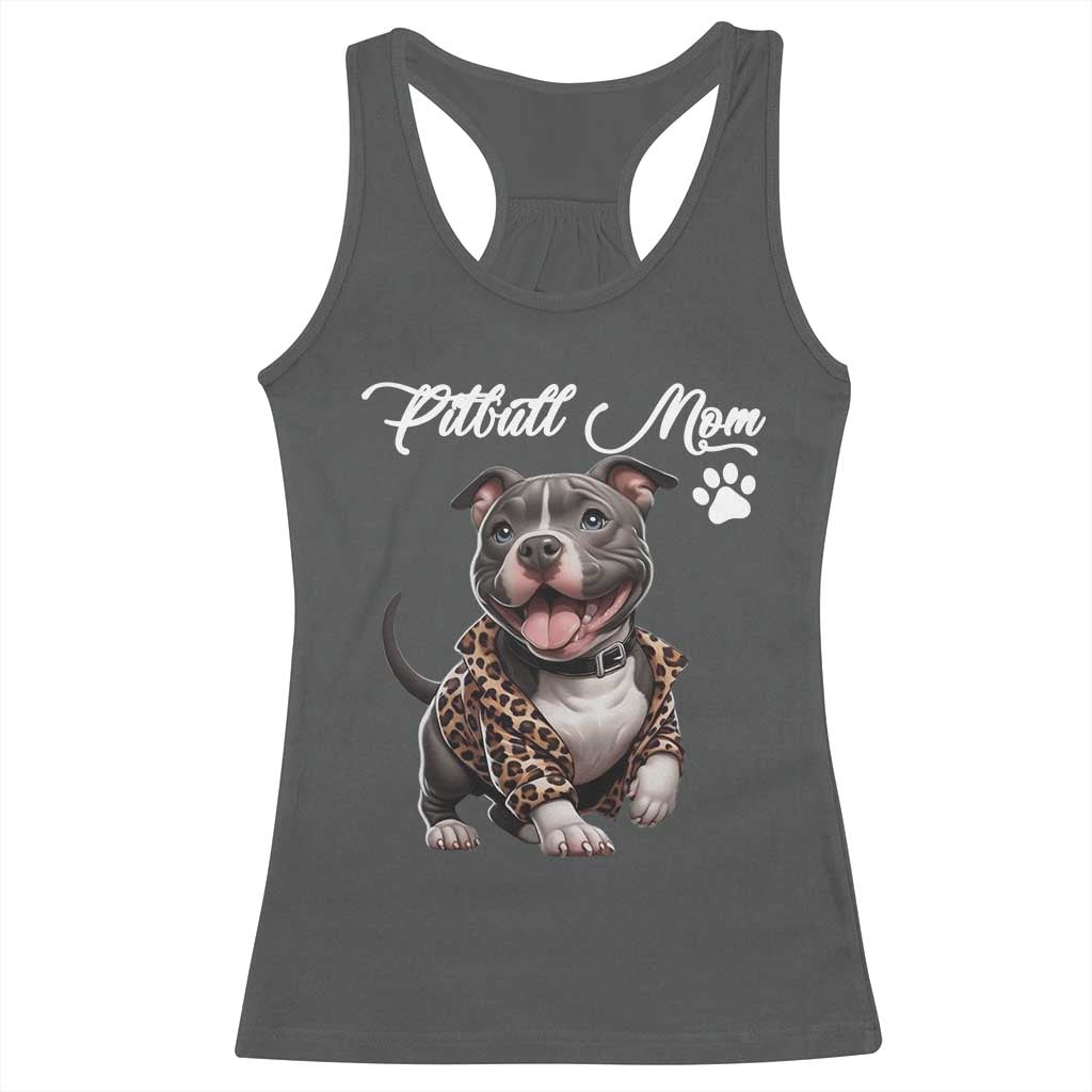 Pitbull Mom Racerback Tank Top Cute Pitbull Puppy Dog Lovers - Wonder Print Shop