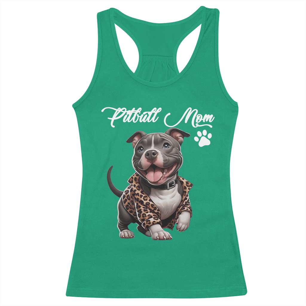 Pitbull Mom Racerback Tank Top Cute Pitbull Puppy Dog Lovers - Wonder Print Shop
