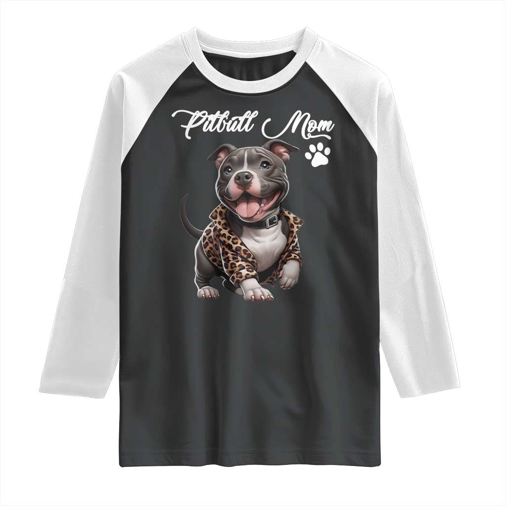 Pitbull Mom Raglan Shirt Cute Pitbull Puppy Dog Lovers - Wonder Print Shop