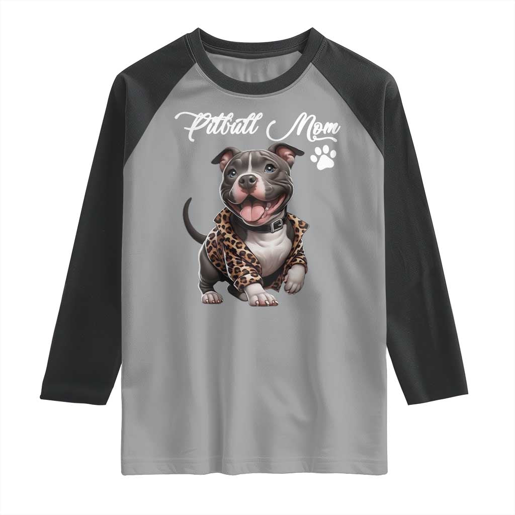Pitbull Mom Raglan Shirt Cute Pitbull Puppy Dog Lovers - Wonder Print Shop