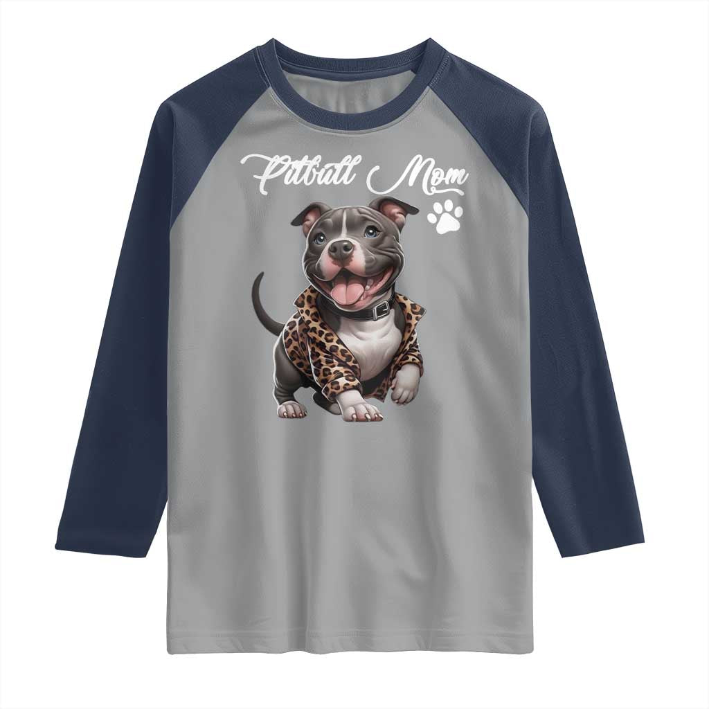 Pitbull Mom Raglan Shirt Cute Pitbull Puppy Dog Lovers - Wonder Print Shop