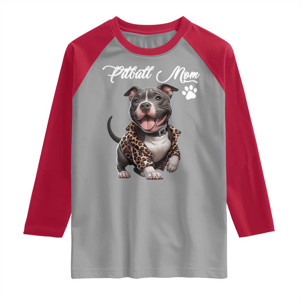 Pitbull Mom Raglan Shirt Cute Pitbull Puppy Dog Lovers - Wonder Print Shop