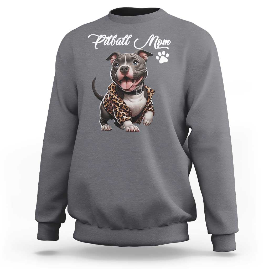 Pitbull Mom Sweatshirt Cute Pitbull Puppy Dog Lovers - Wonder Print Shop