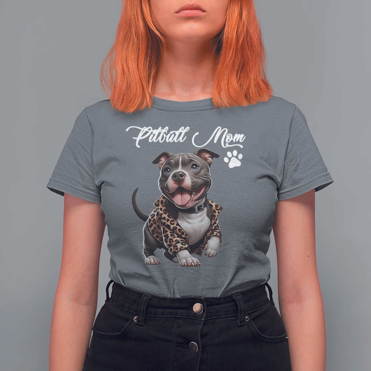 Pitbull Mom T Shirt For Women Cute Pitbull Puppy Dog Lovers - Wonder Print Shop